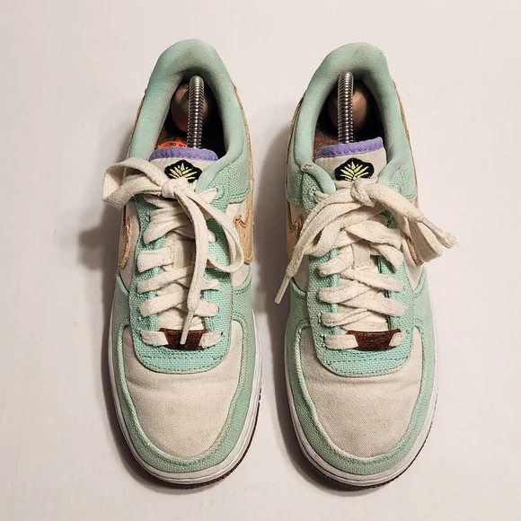 Nike Air Force 1 Low Happy Pineapple Canvas Sneakers Green Size 6 - Picture 4 of 11